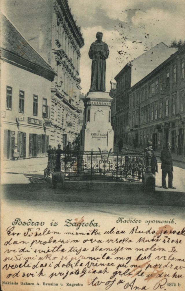 Mesnička ulica, spomenik fra Andriji Kačiću Miošiću 1900.-1905. godine. 